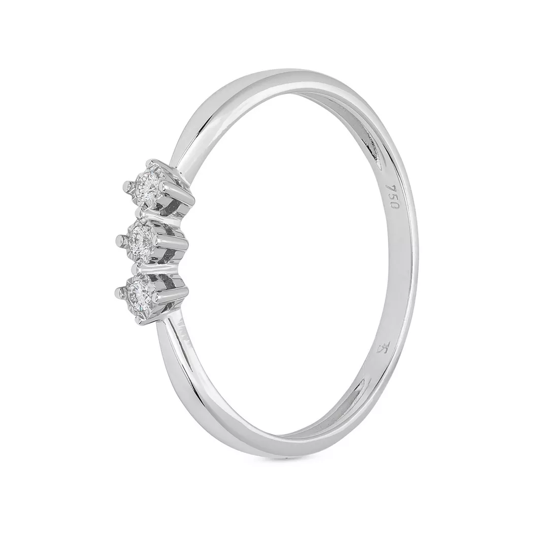 L' Atelier Gold 18 Karat by Manor - Ring mit Diamant, 54, Weissgold