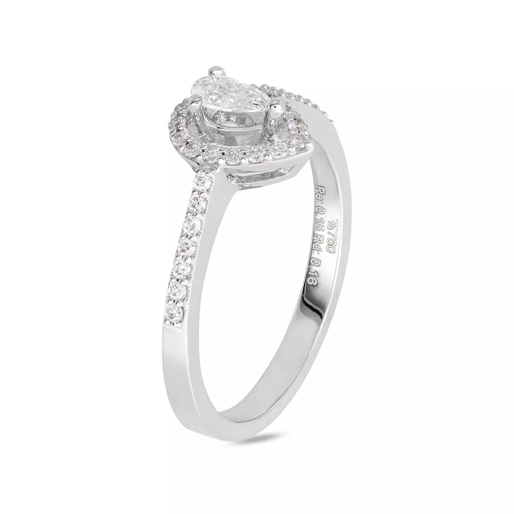 ZEN DIAMOND - Ring mit Diamant, 56, Weissgold
