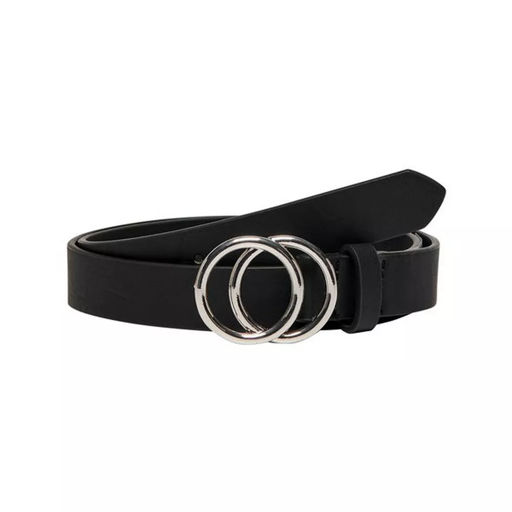 Only Faux Leather Belt - Black / Black - M