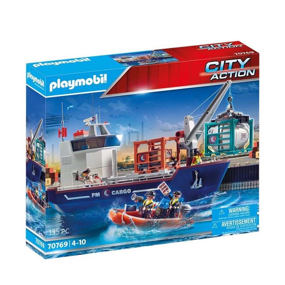 70769 ﻿﻿Grand cargo avec bateau de douaniers