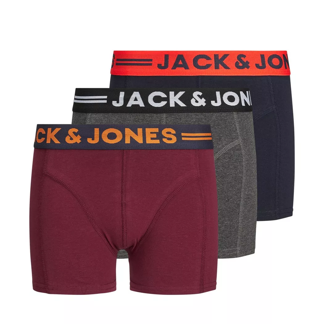 Jack & Jones Junior - Triopack, Boxershorts, 140, Dunkelgrau