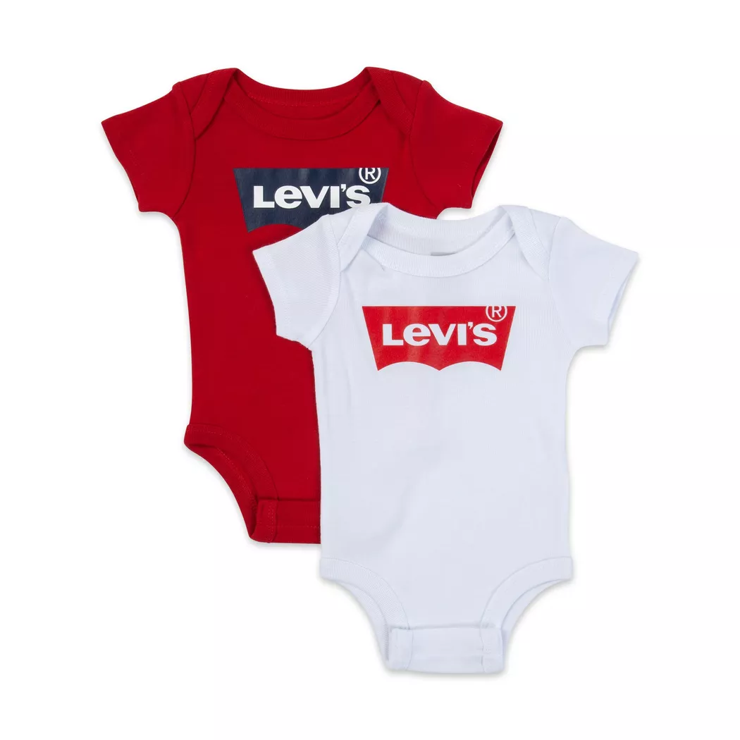Levi's® - Lot de 2 bodys, manches courtes, 6-12 Monate, Blanc