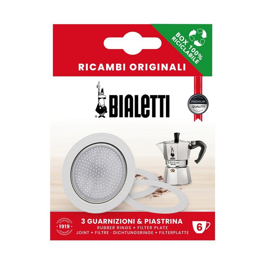 BIALETTI Set: Filter und 3 Dichtungen Moka 6 T 