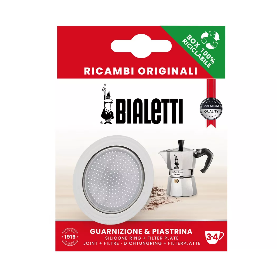Bialetti - Set cafetière joint + filtre, 65mm, Chrome
