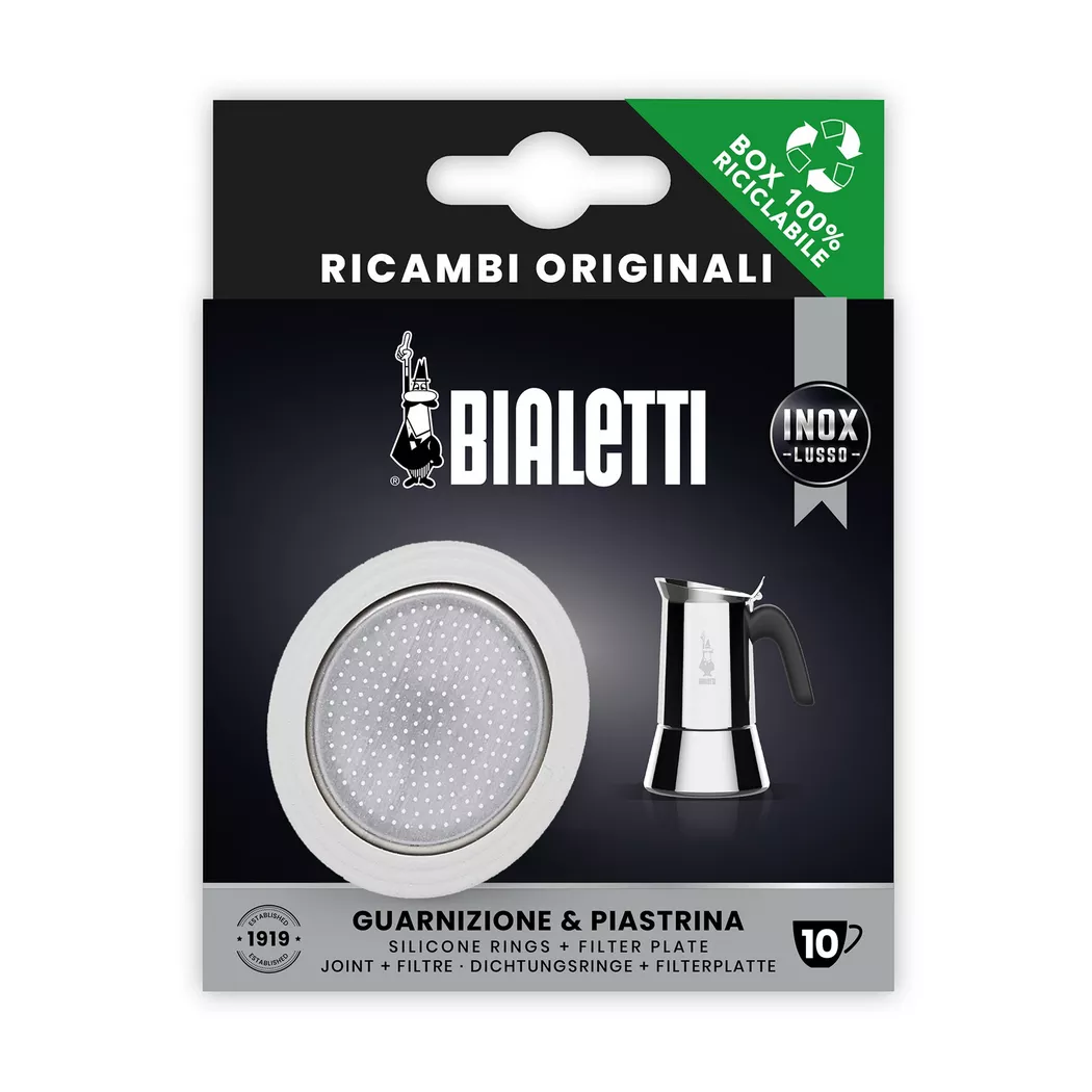 Bialetti - Kaffeekanne Set Dichtung + Filter, 85 mm, Chrom