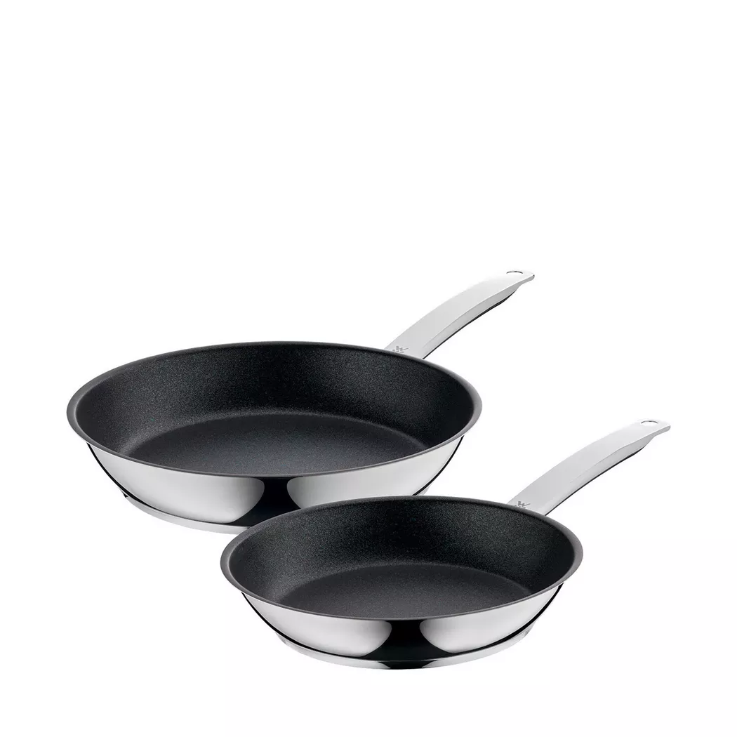 Pfannen-Set WMF "Devil, Bratpfannen Induktion, leistungsstarke Antihaftversiegelung", schwarz (edelstahlfarben, schwarz), Ø:28cm, Pfannen, für alle Herdarten geeignet, ergonomischer Kunststoffgriff 2