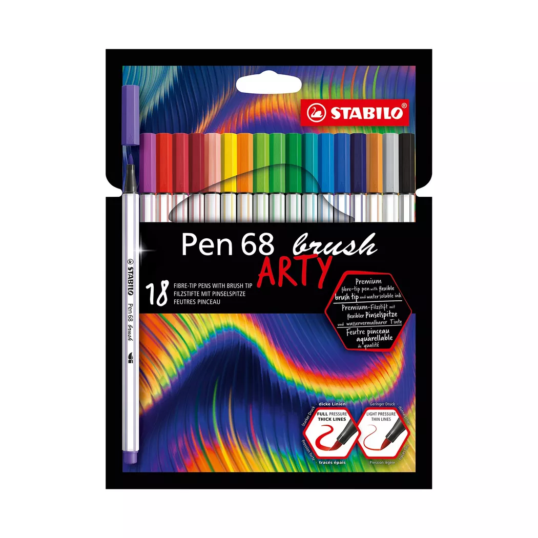 STABILO Faserstift "Pen68 ARTY 18 St" Wasservermalbar