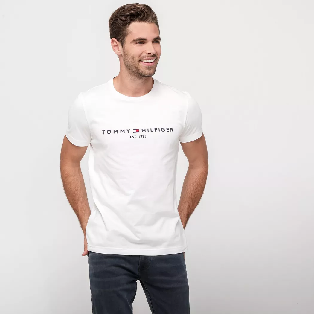 Tommy Hilfiger pour homme. MW0MW39249 T-shirt blanc à col en V (XXL), Casuel, Coton, Manche courte