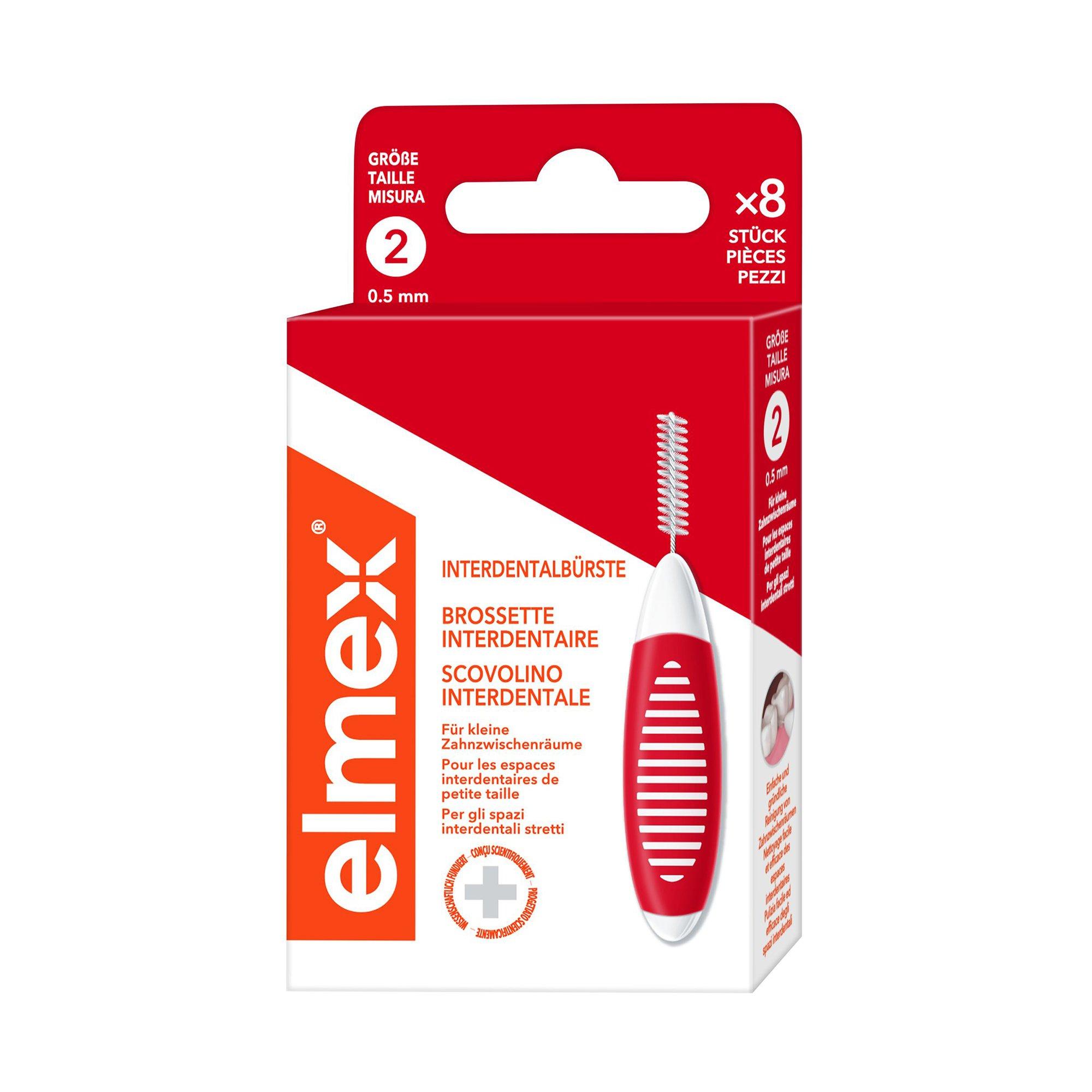 elmex 0.5mm Rot Brossettes Interdentaires Rouge, Taille 2, 0.5 Mm Brossettes Interdentaires 
