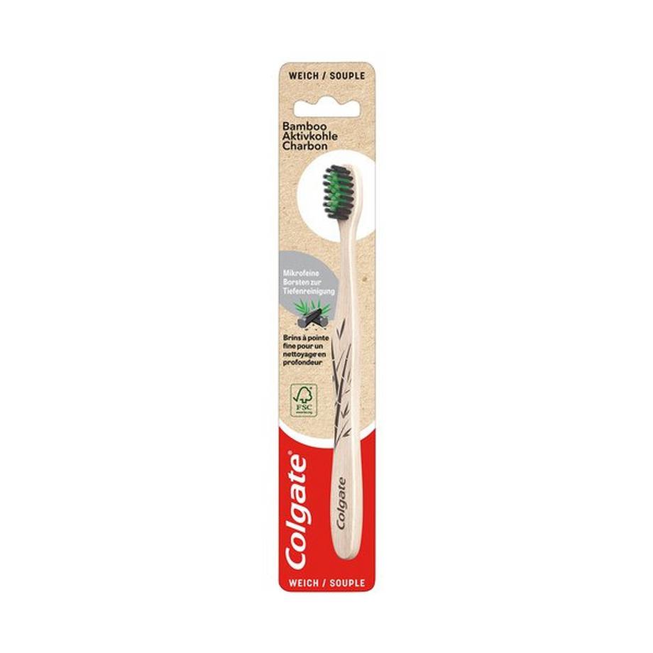 Colgate Bamboo Aktivkohle Bamboo Carbone Attivo Spazzolino Morbido, Fatto Di Bambù Sostenibile 