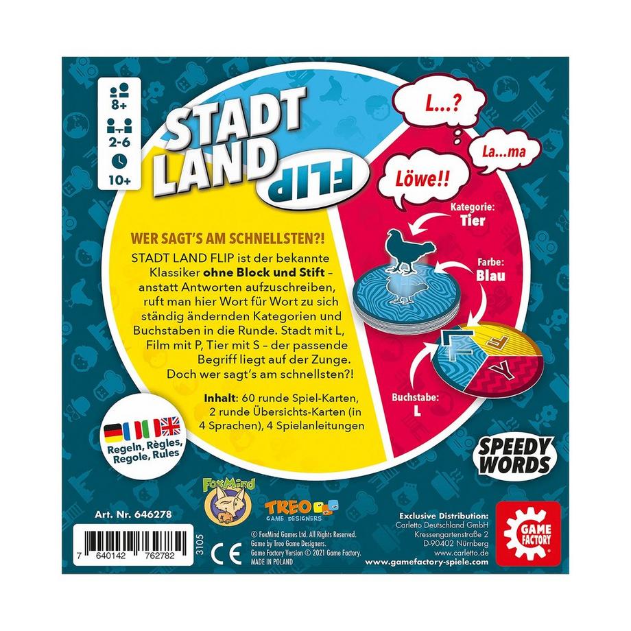 Game Factory  Stadt Land Flip, Tedesco 