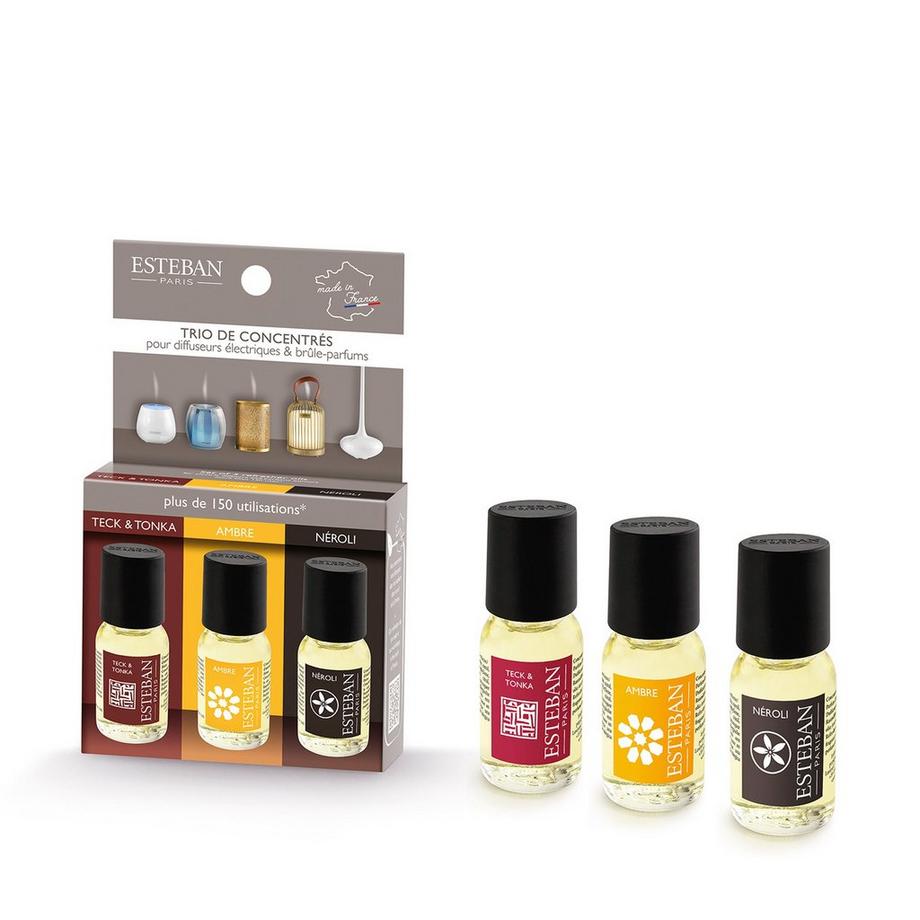 ESTEBAN Parfum d'ambiance concentré Trio Teck&Tonka, Ambre, Néroli 