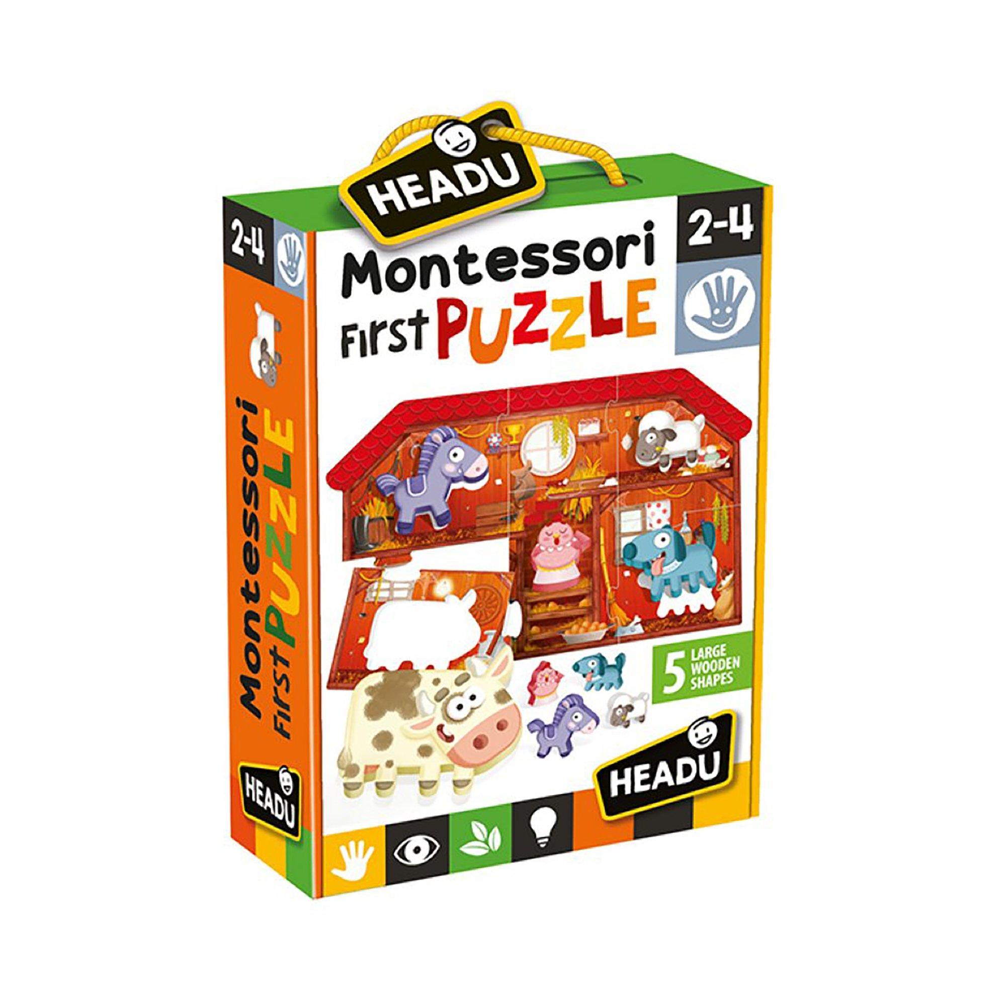 Image of HEADU Montessori Meine erste Puzzle Farm mit 5 Figuren aus Holz
