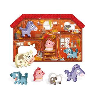 HEADU  Montessori Meine erste Puzzle Farm mit 5 Figuren aus Holz 
