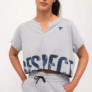 UNDER ARMOUR Project Rock Cropped T-Shirt Grigio Misto