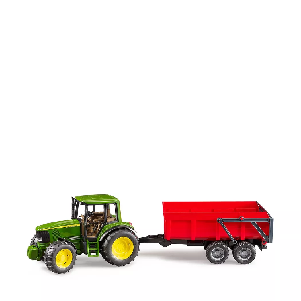 Bruder John Deere 6920 with red tipping trailer - Scale 1/16