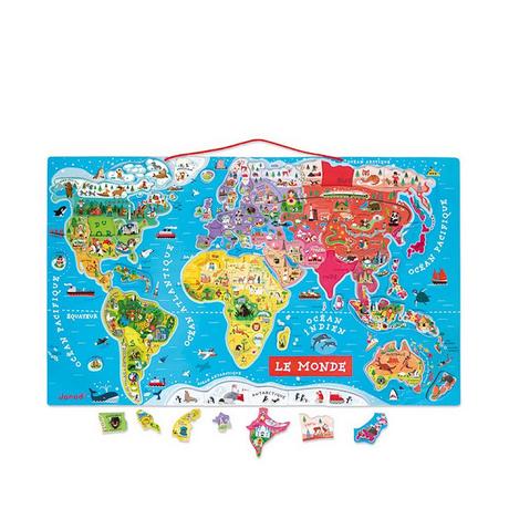 Janod  Puzzle magnetico mappa del mondo, Francese 