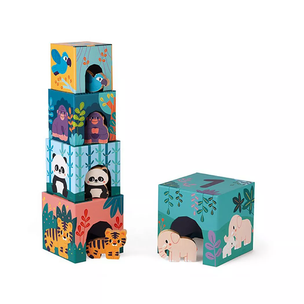 Janod - WWF Stapelpyramide Tiere, Multicolor