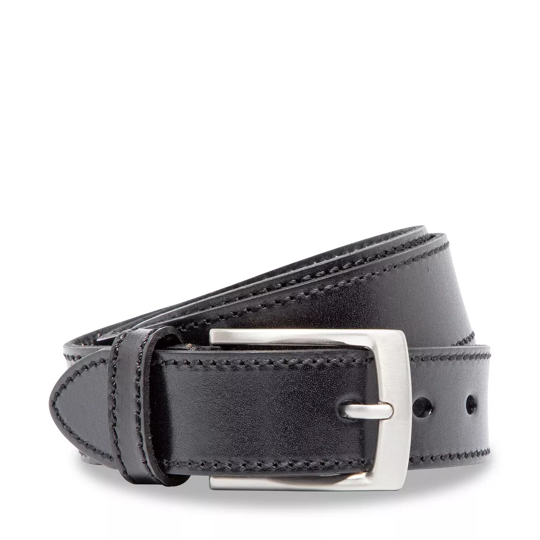 Manor Man - Ledergürtel, für Herren, Black, Größe 100