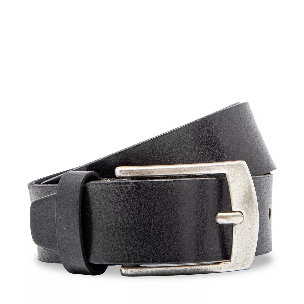 Manor Man - Ledergürtel, für Herren, Black, Größe 100