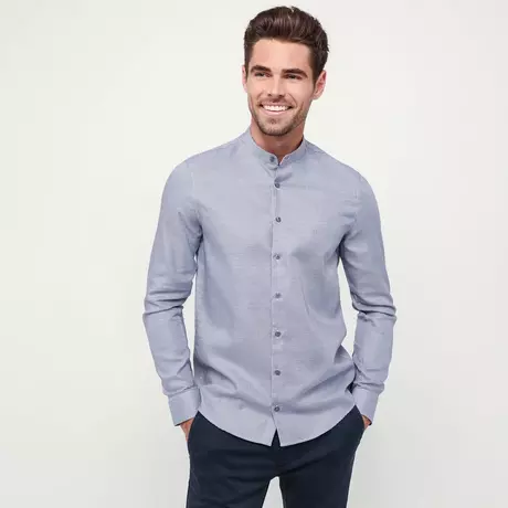 CALVIN KLEIN Hemden Camicia a maniche lunghe MOTIF EASY CARE SLIM SHIRT Blu Scuro