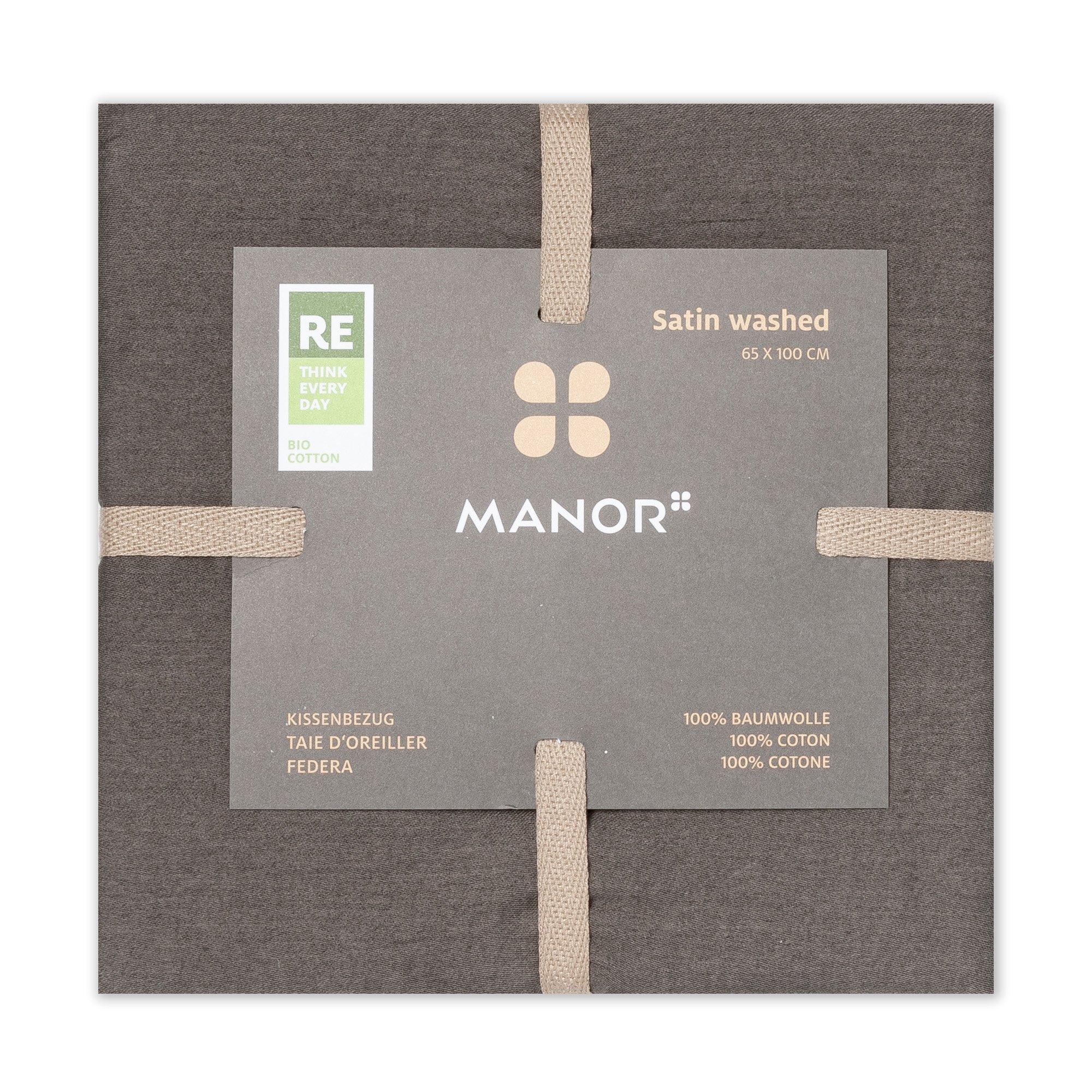 Manor Taie d'oreiller Satin washed uni 