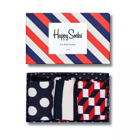 Happy Socks Chaussettes 3-Pack Classic Navy Socks Gift Set Multicolor