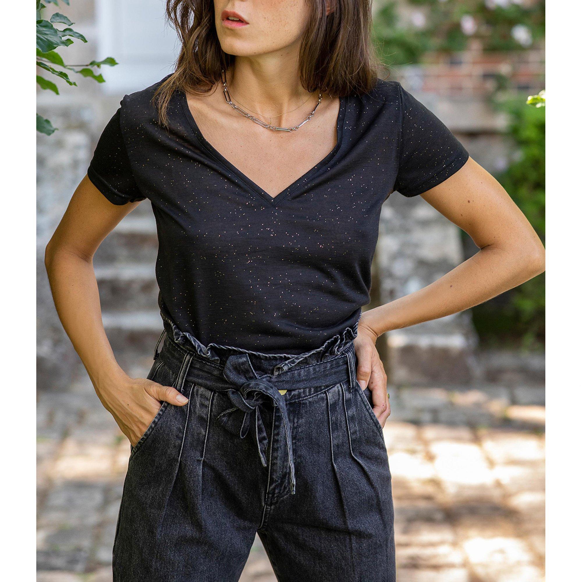 La Petite Etoile Elvie Scollo a V Maniche Corte T-Shirt  