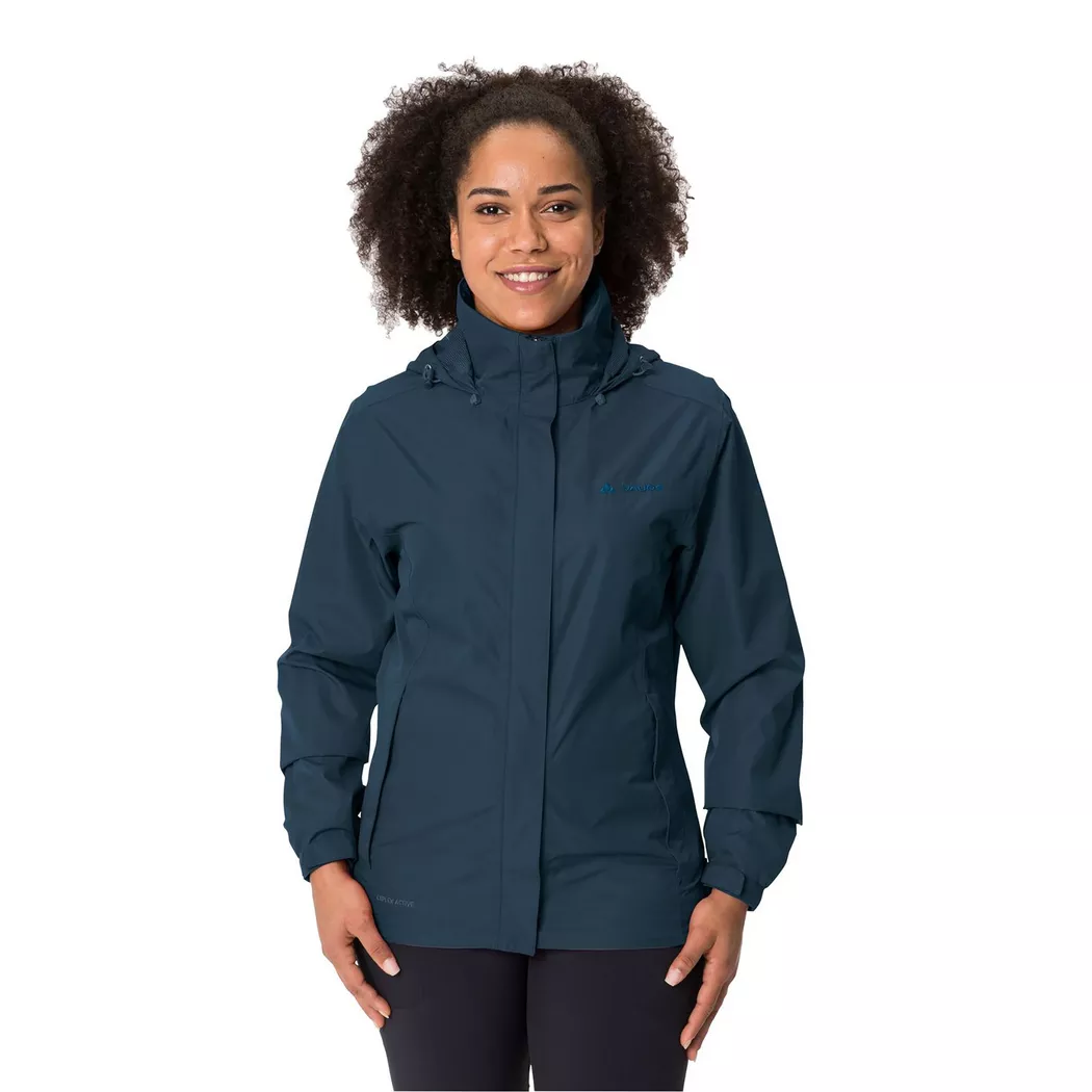 Regenjacke VAUDE "Women's Escape Light Jacket", Damen, Gr. 40, blau (schwarz sea), Web, Obermaterial: 100% Polyester. Futter: 100% Polyamid, unifarben, normal, elastischer Bund mit verstellbarem Klettverschluss, Jacken Regenjacke, für Wandern und Trekking