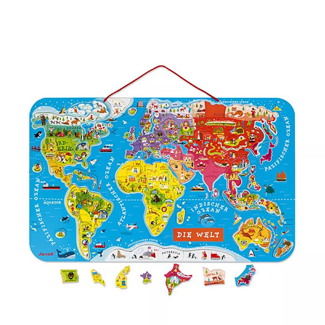 Janod - Magnetpuzzle Weltkarte, Multicolor