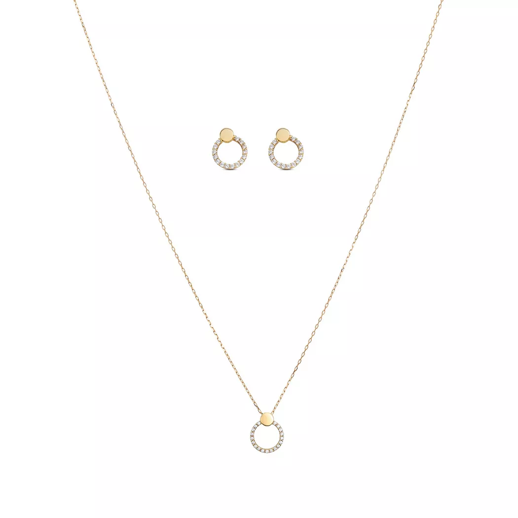 L' Atelier Gold 18 Karat by Manor - Set Halskette/Ohrschmuck, 45cm, Gelbgold