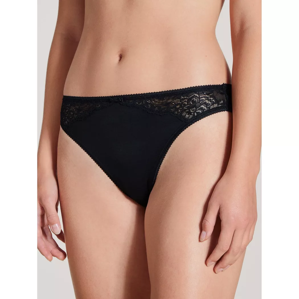 Slip CALIDA "Slip Natural Comfort Regular Cut Slip 1er Pack", Damen, Gr. 36-38, schwarz, Obermaterial: 92% Baumwolle CO. 8% Elasthan EL., Unterhosen Slip 5