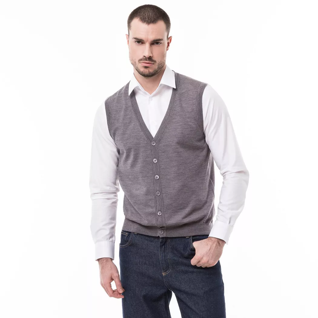 Manor Man - Gilet, Regular Fit, für Herren, Grau Melange, Größe M