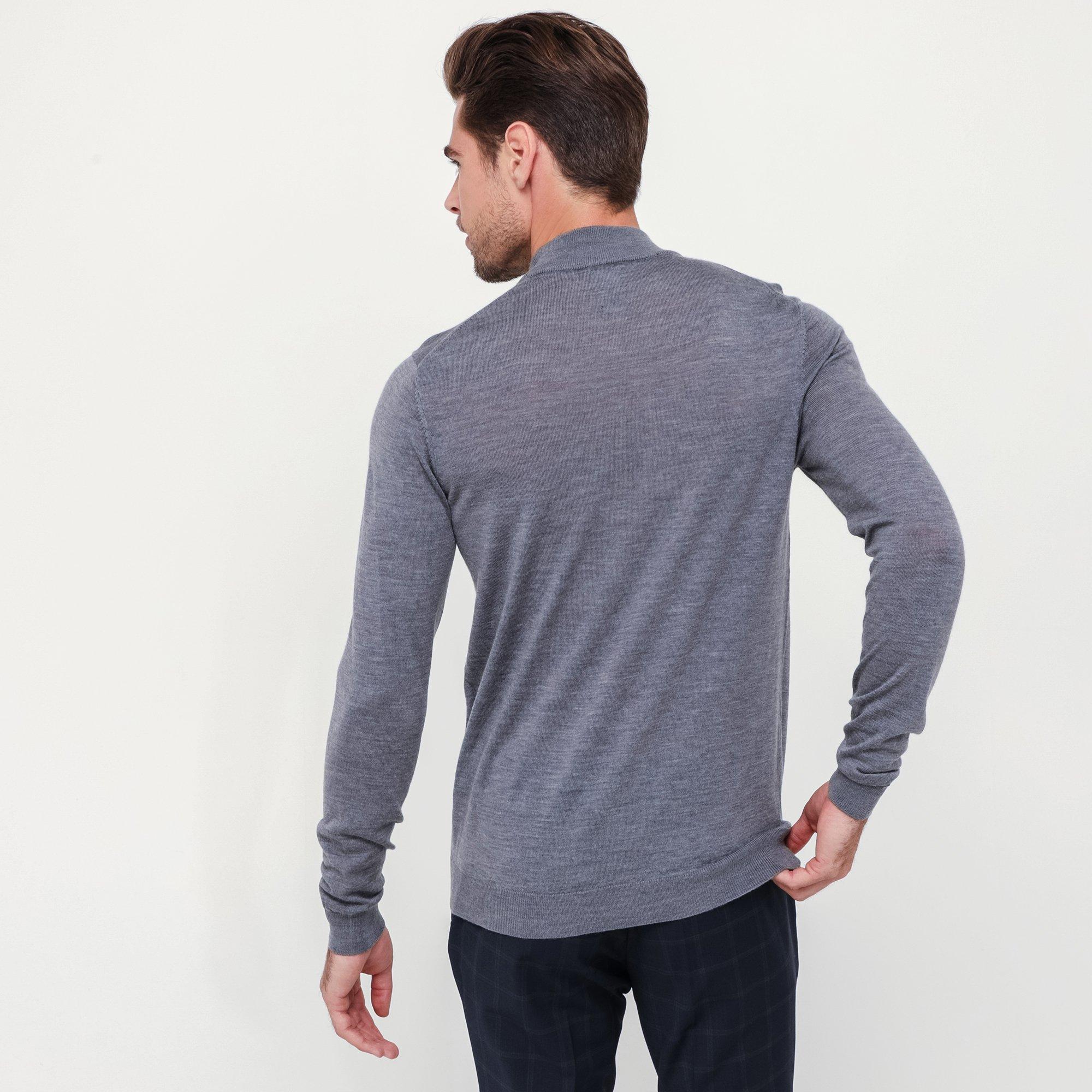 Manor Man Mock Neck, Merino Pullover, Stehkragen 