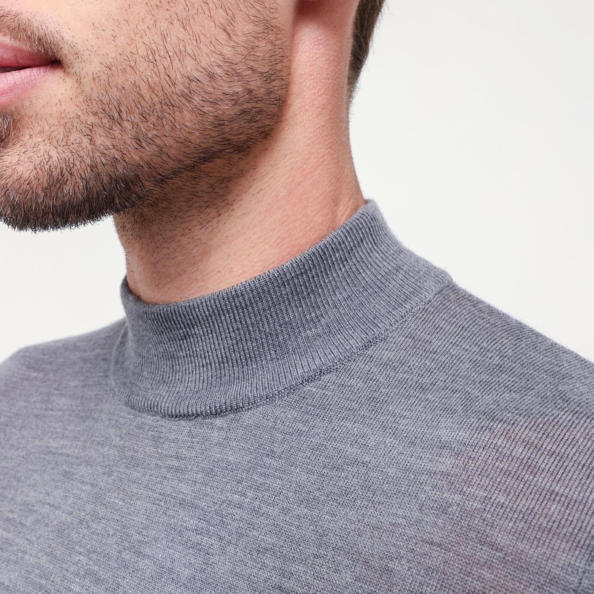 Manor Man Mock Neck, Merino Maglione, collo alla coreana 