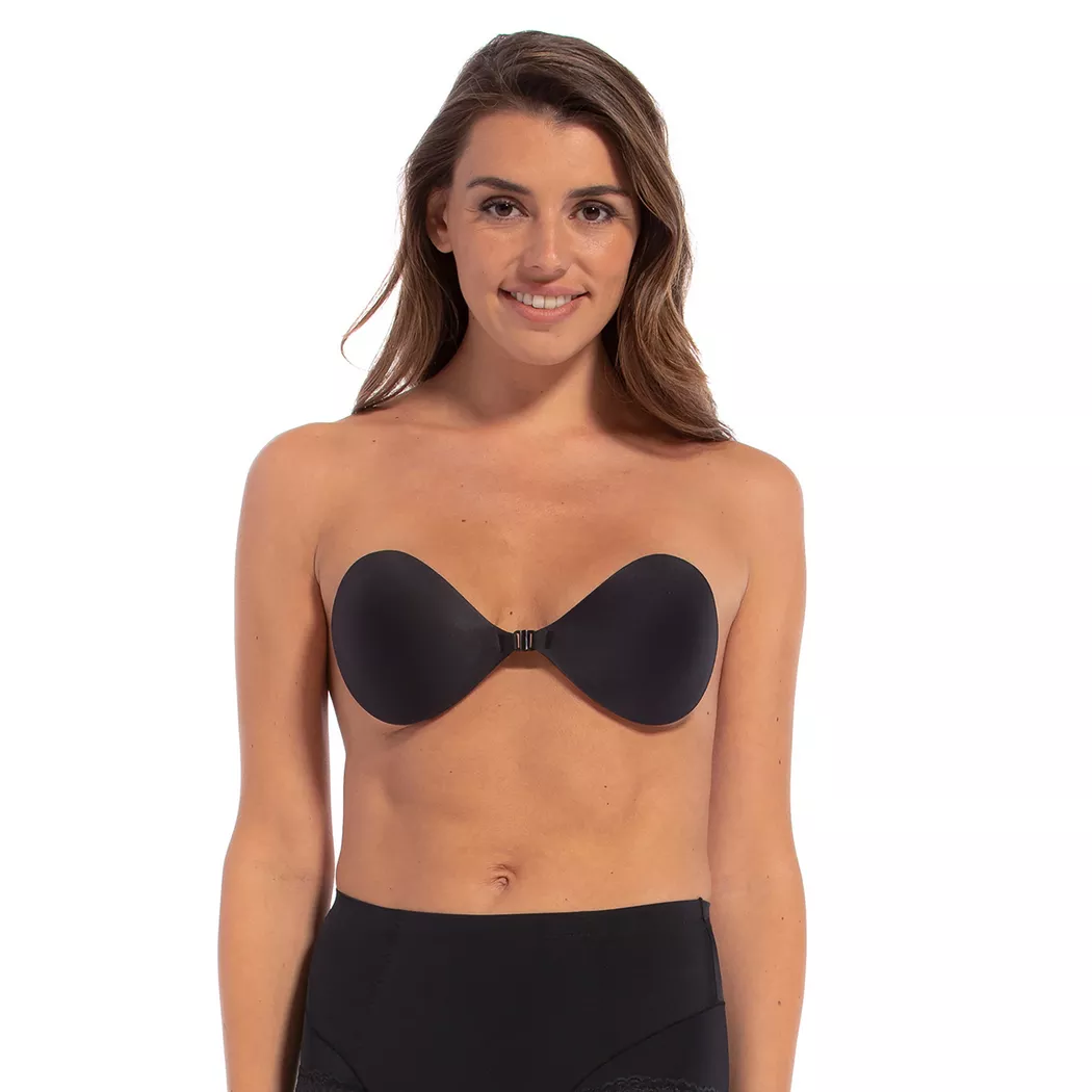 Klebe-BH MAGIC BODYFASHION "Va-Va-Voom Bra", Damen, Gr. Cup A, schwarz, Obermaterial: 85% Polyamid, 15% Elasthan, BHs Klebe-BH, vorn mit Schnürung 2