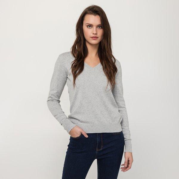 Image of Pullover, V-neck, Langarm Damen Grau Melange L