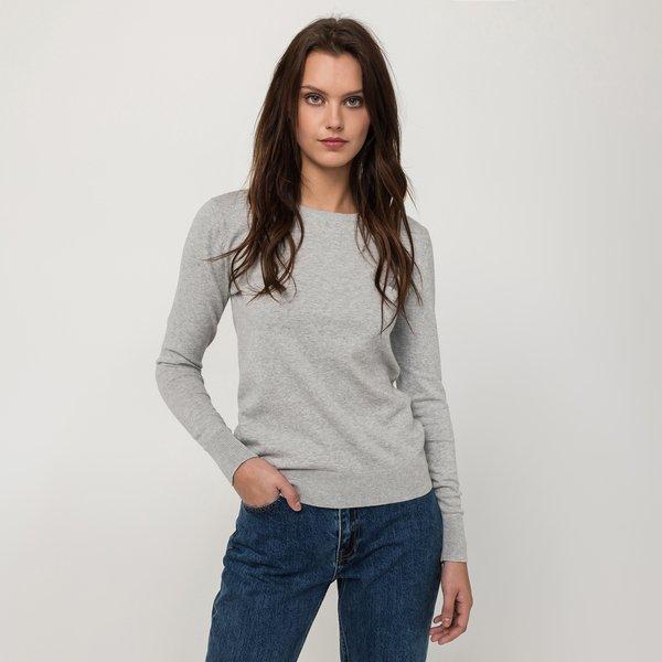 Image of Pullover, Rundhals, Langarm Damen Grau Melange L