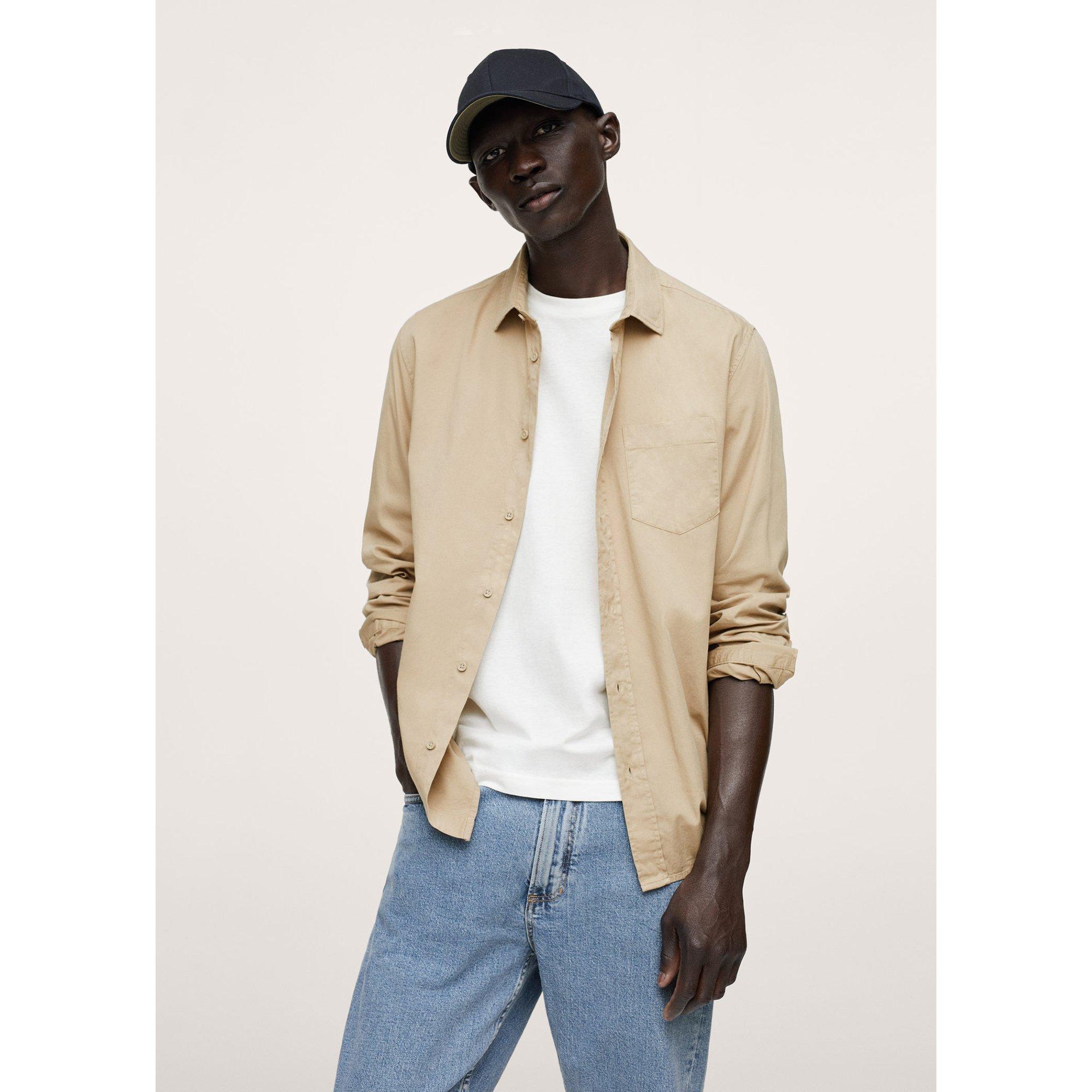 Image of Hemd, Langarm Herren Beige S