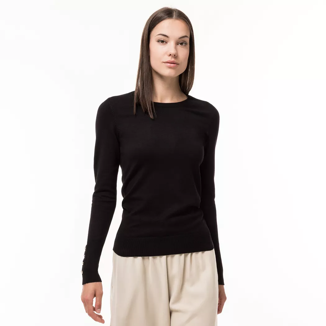 Manor Woman - Pullover, Rundhals, langarm, für Damen, Black, Größe XS