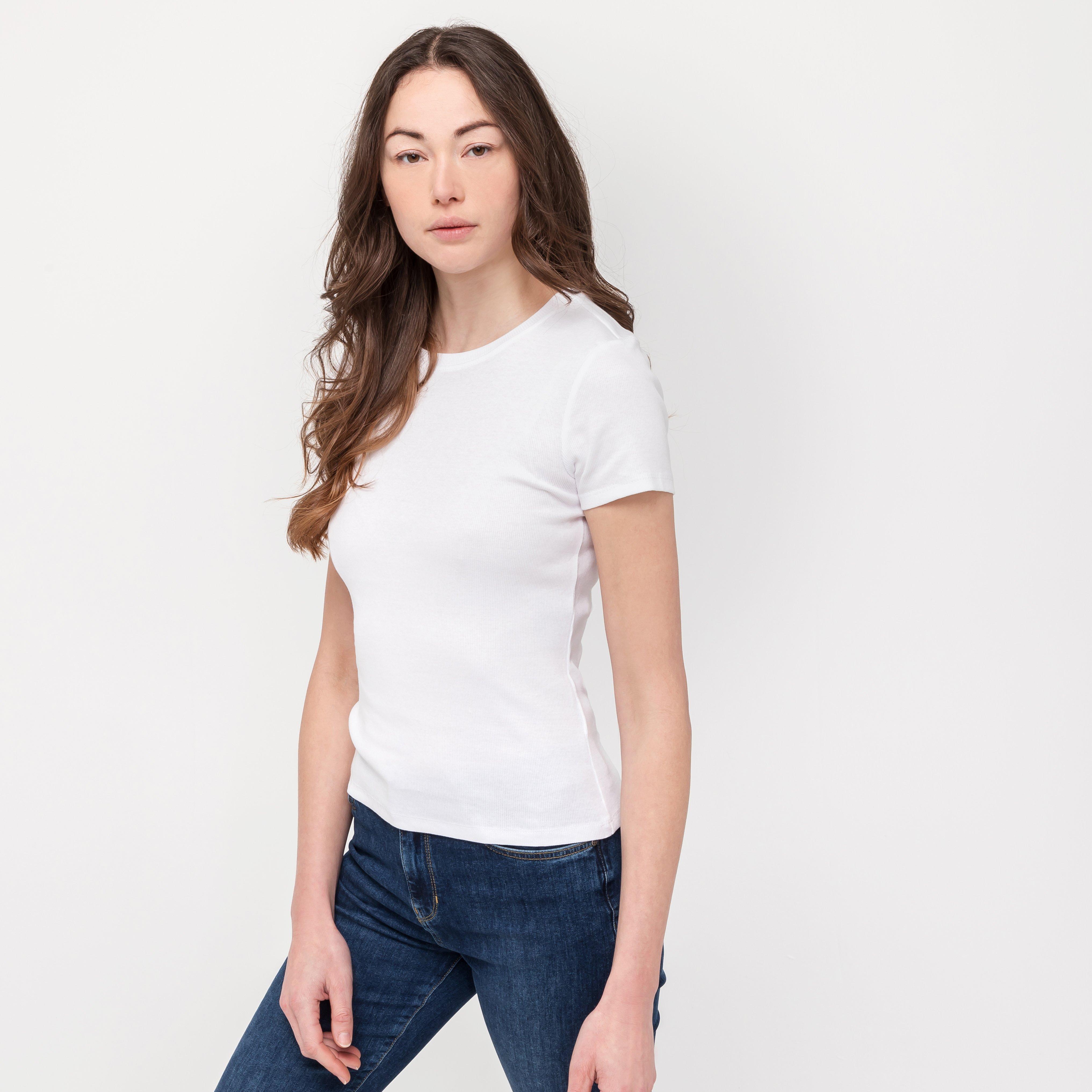 Image of T-shirt, Kurzarm Damen Weiss XL