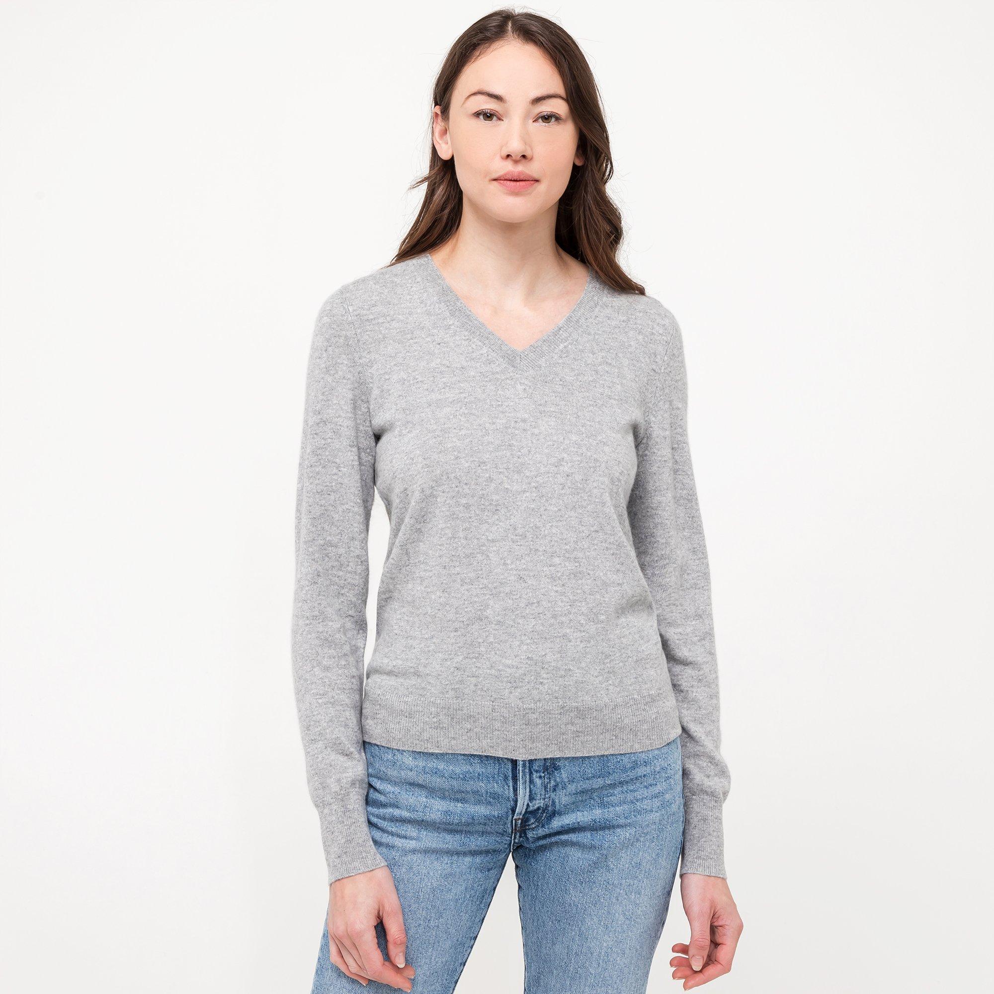 Image of Bio-cashmere Pullover, V-neck Damen Grau Melange M