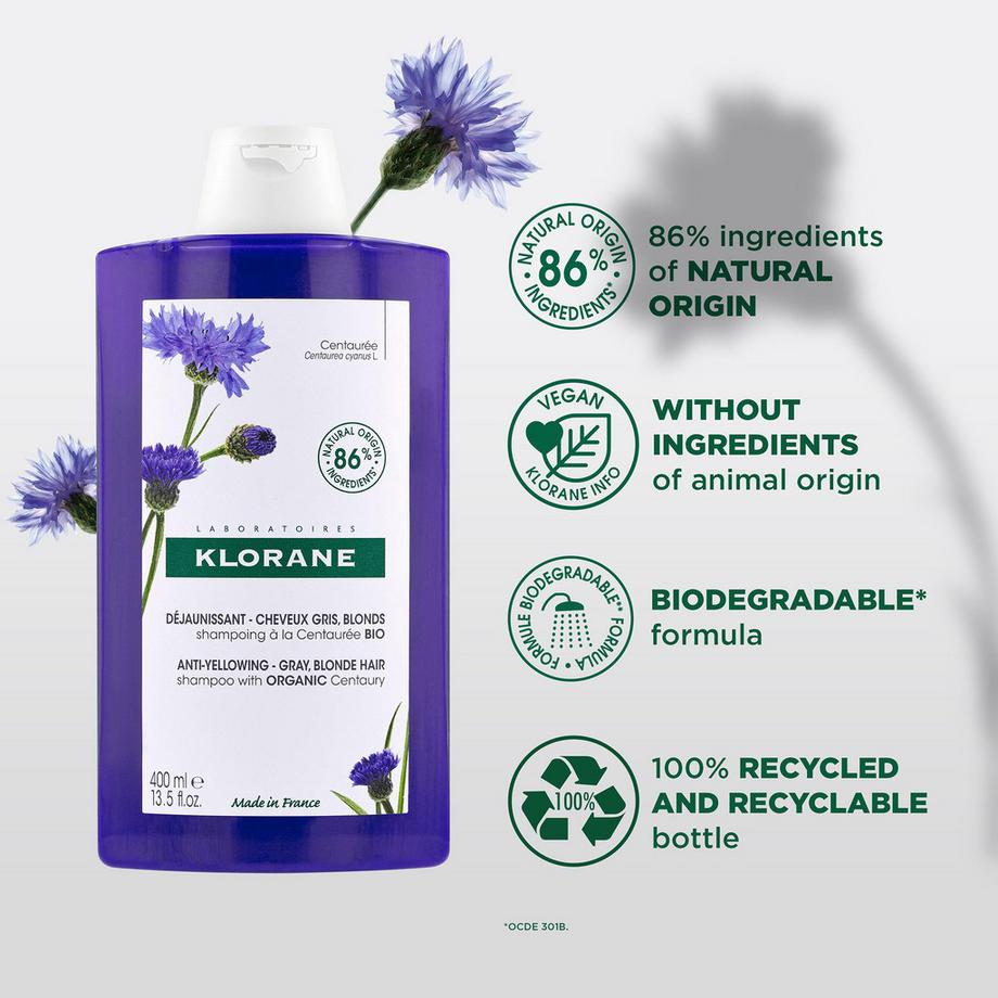 KLORANE BIO-Kornblume Anti-Gelbstich Shampoo 