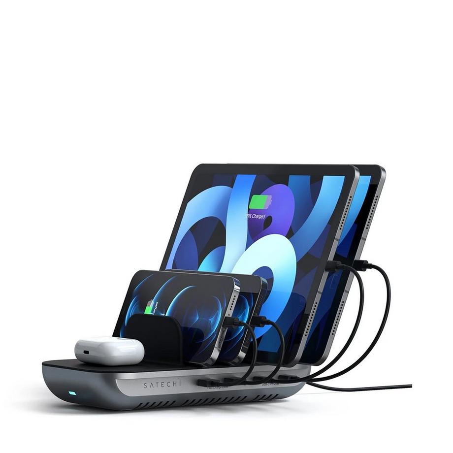 SATECHI 5 Port MultiDevice (2x USB-C PD (20W), 2x USB-A (12W), 1x Wireless) Induktiv Ladestation 