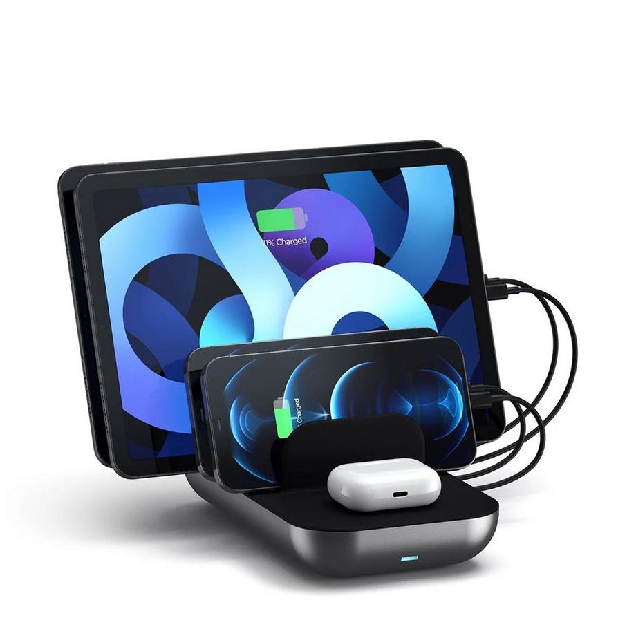 SATECHI 5 Port MultiDevice (2x USB-C PD (20W), 2x USB-A (12W), 1x Wireless) Induktiv Ladestation 