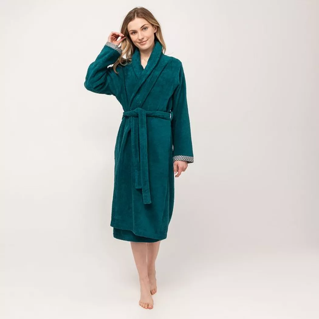 Olivier Desforges - Bademantel, unisex, für Damen, Dunkelgrün, Größe S