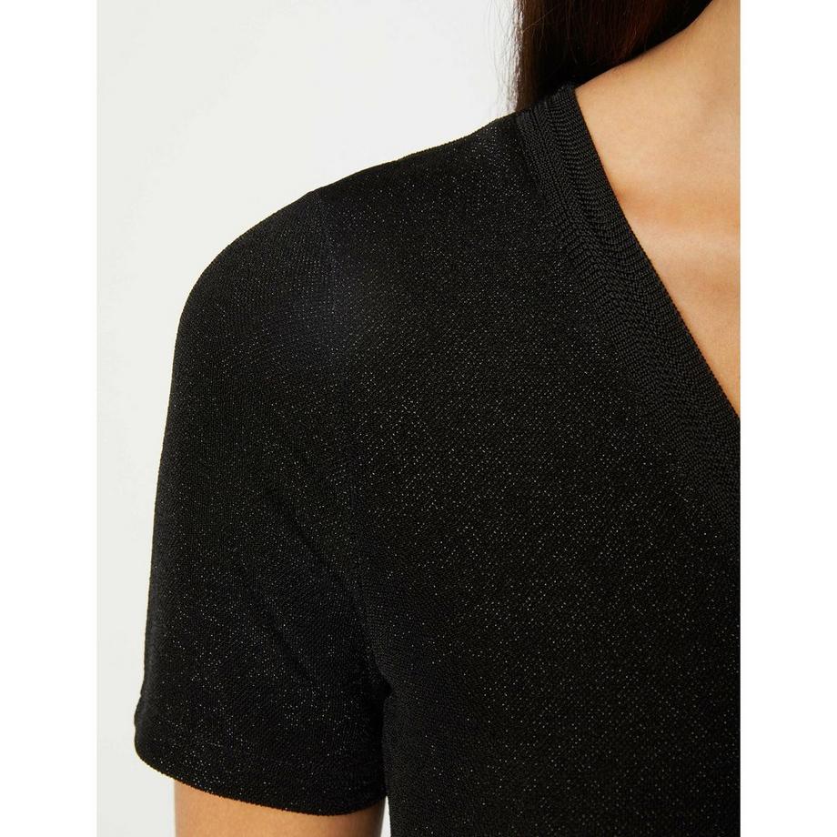 MORGAN T-shirt Col V Manches Courtes  