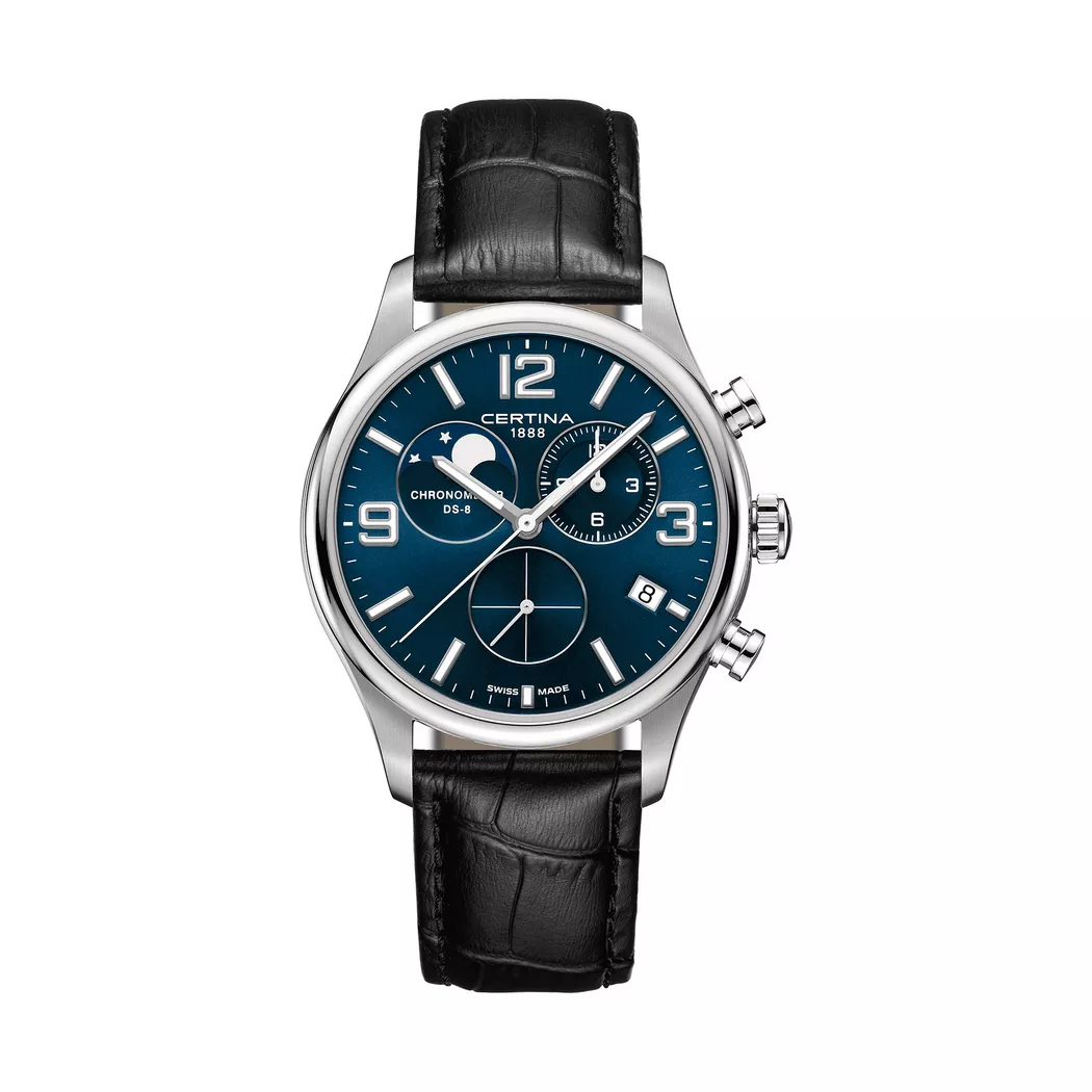 Certina - Chronograph Uhr, DS-8 Chronograph Moonphase, 41mm, Black