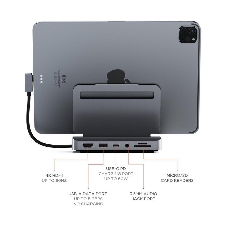 SATECHI Alu Stand Hub (USB-C, USB-A, HDMI, Micro/SD-Slot) Ständer 