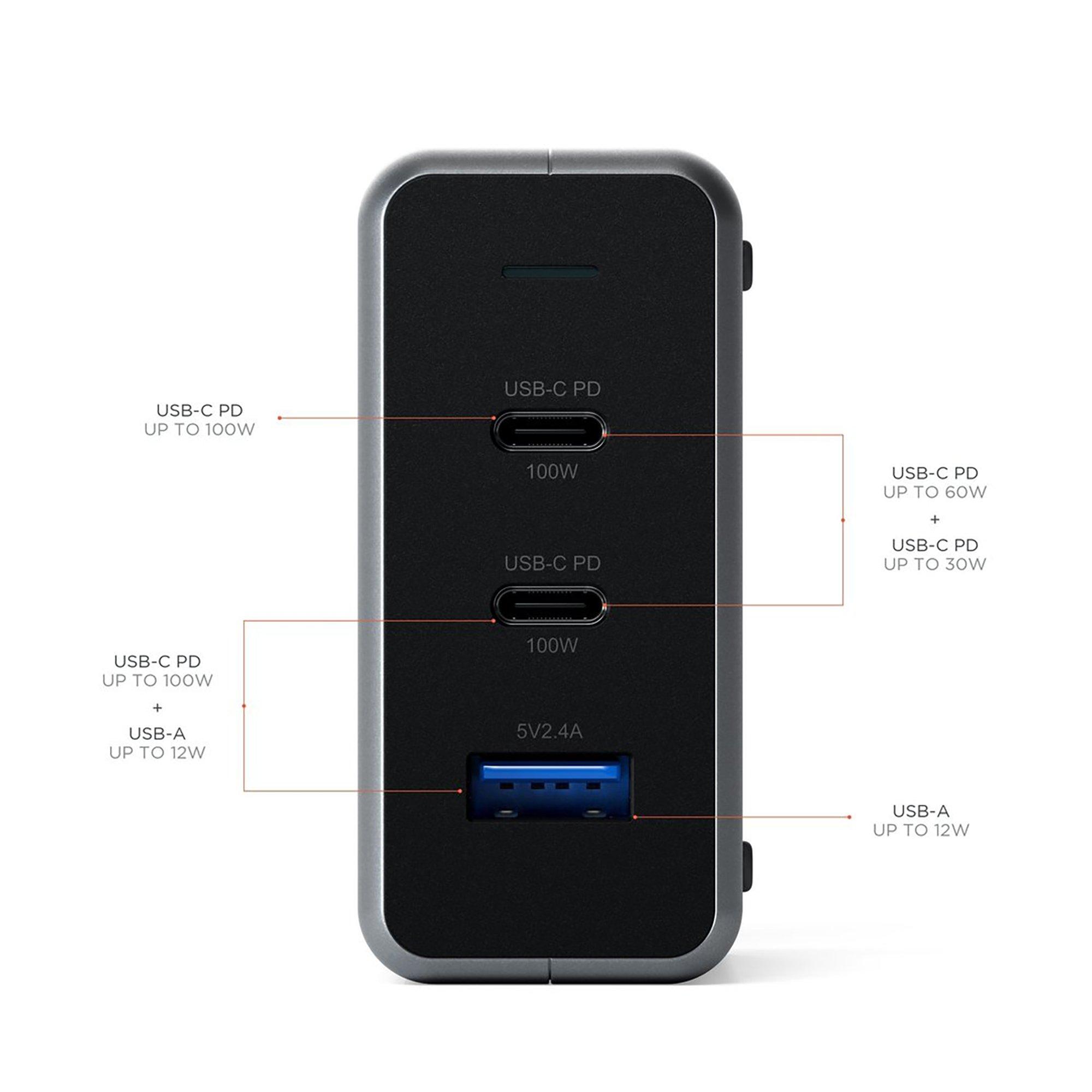 SATECHI Travel GaN (2x USB-C, 1x USB-A, 100W) Caricabatteria 